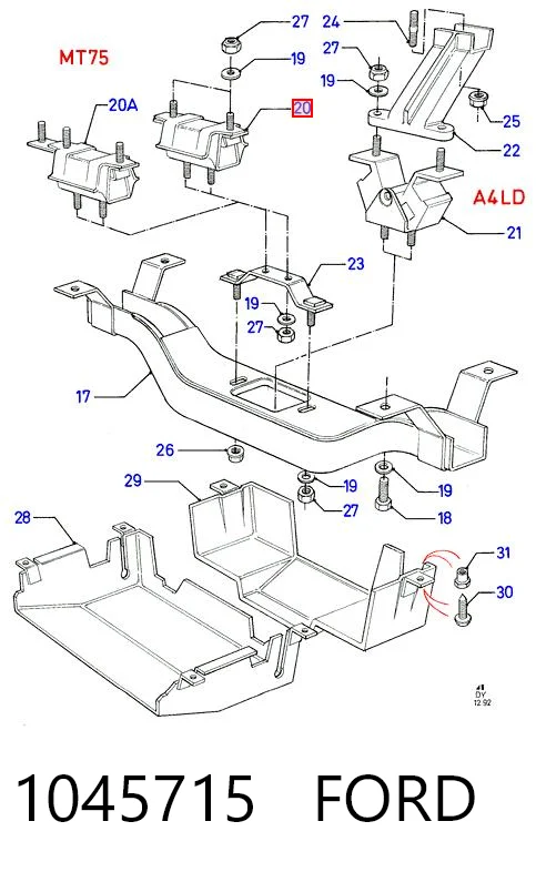 Taco de motor delantero Transit  furgoneta (1994-2000) original desde 26,41 €