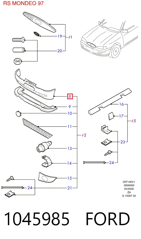 Paragolpes delantero para Ford Mondeo II BFP