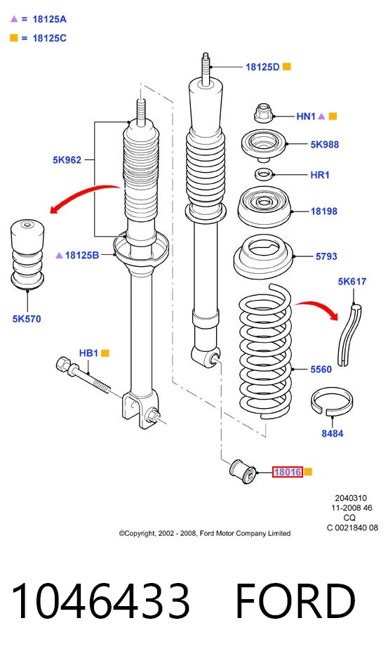 Buje de la viga trasera 1046433 FORD