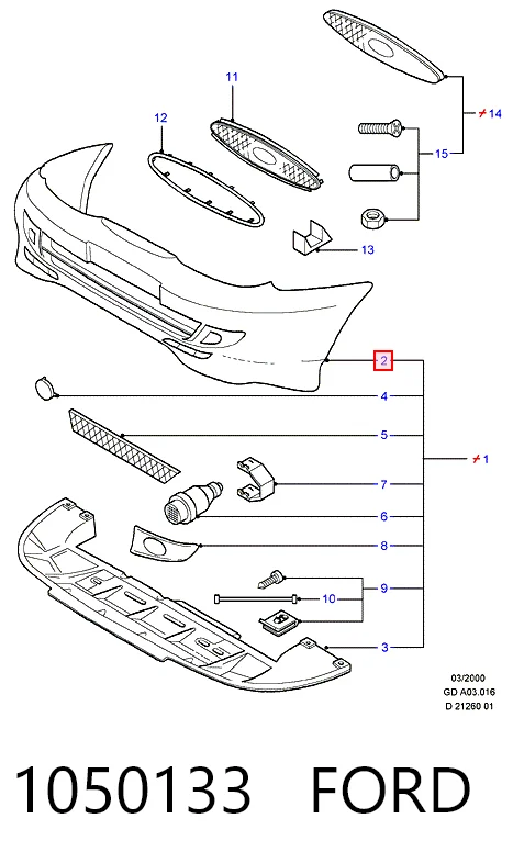 Parachoques delantero Ford Mondeo II sedán (BFP) (1996 - 2000) precio, desde 71,41 EUR