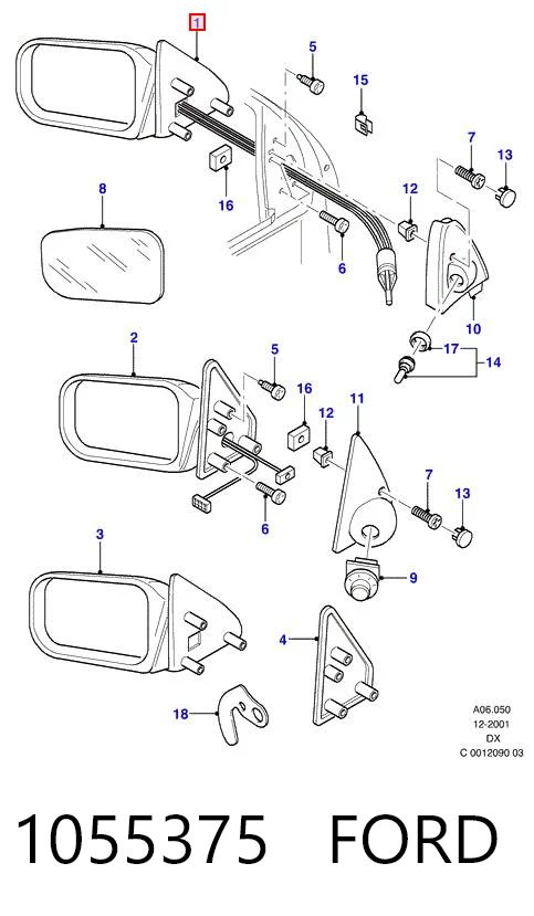 Retrovisor izquierdo Ford Fiesta IV (JAS, JBS)