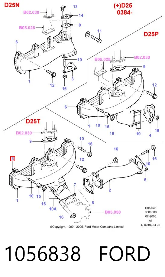 Junta de colector de escape para Ford Transit  (E)