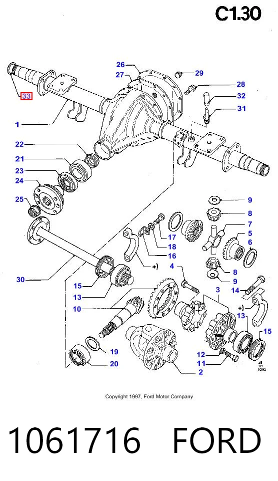 1061716 Ford Retén exterior del semieje trasero