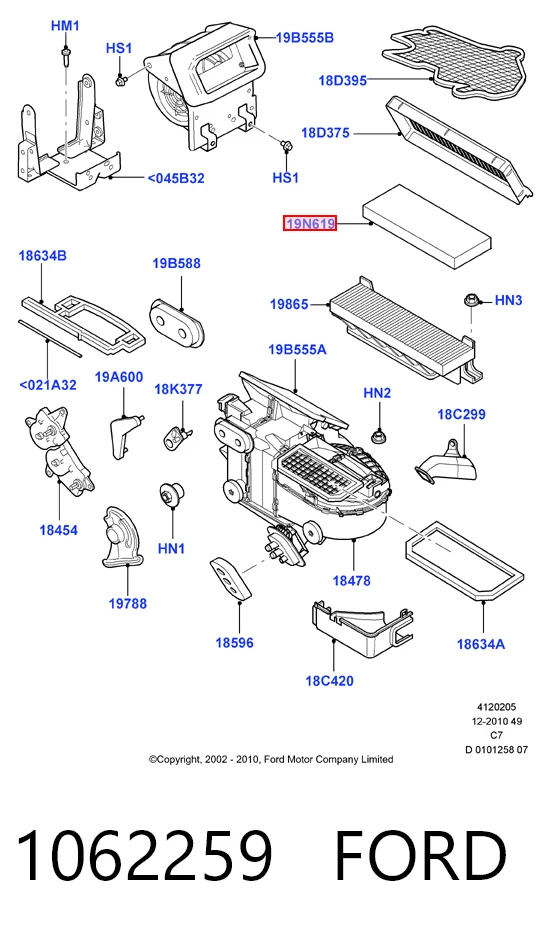 1062259 Ford Filtro antipolen
