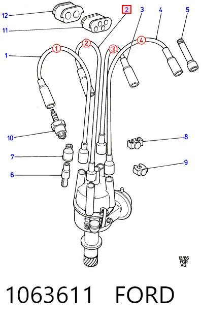 Cables de alta tensión, juego para Ford Sierra II GBG, GB4