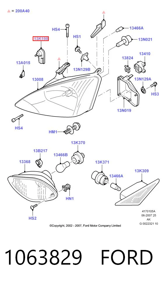 Elemento de regulación del alcance de faros Ford Focus I