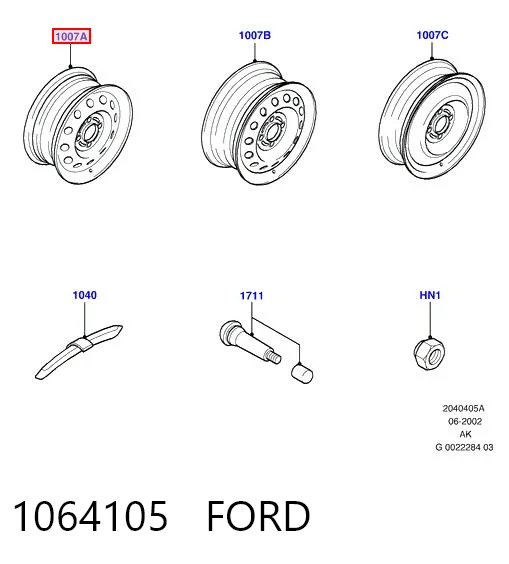 1064105 Ford Llantas de acero (Estampado)