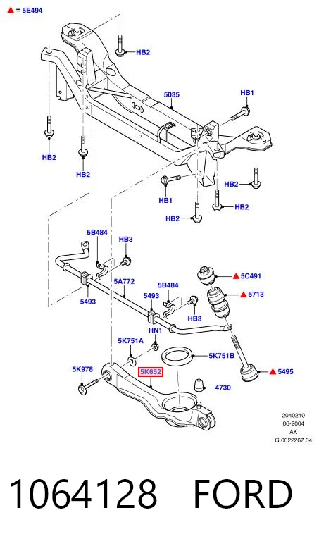 1064128 Ford Brazo inferior trasero izquierdo/derecho