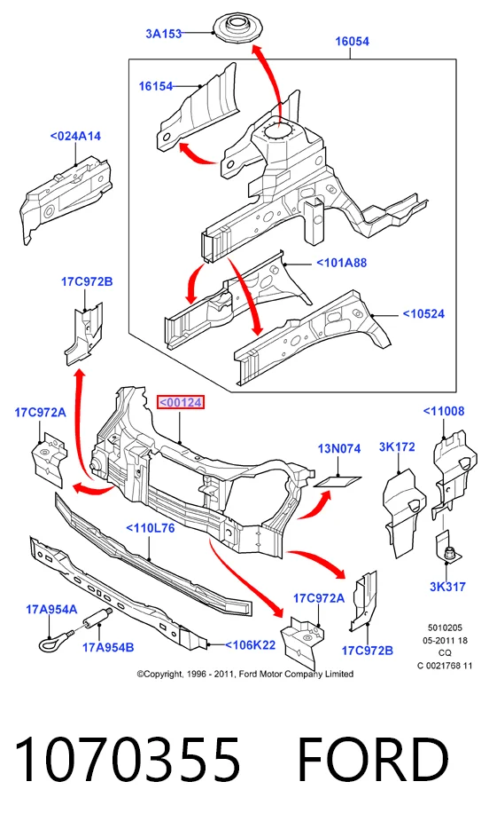 Soporte de radiador completo (panel de montaje para foco) para Ford Ka  RBT
