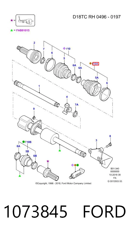 Fuelle, semieje delantero interior para Ford Escort V (GAL, AVL)