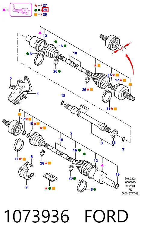 Fuelle, semieje delantero interior Mondeo I hatchback (1993-1996) original desde 12,24 €