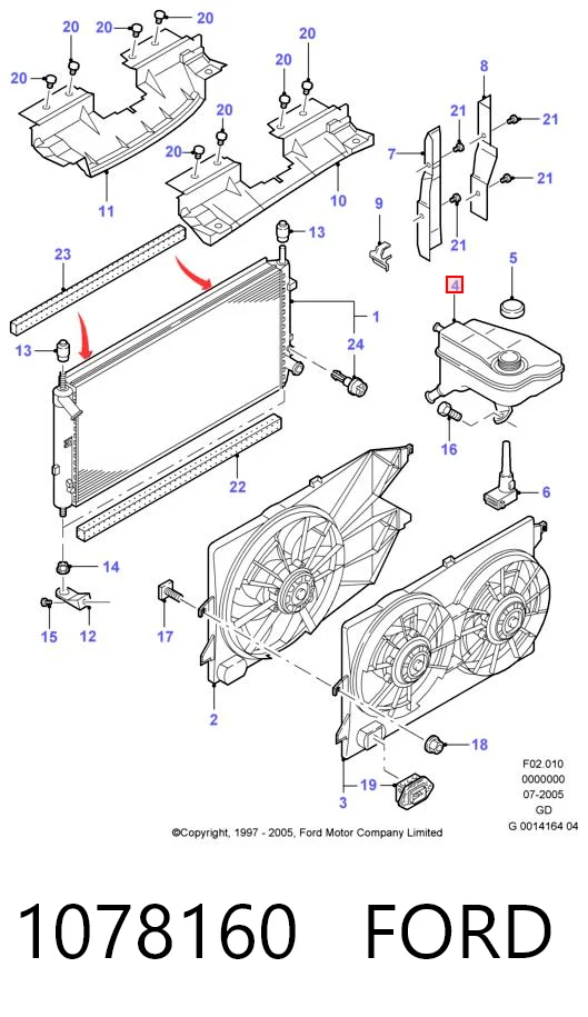 Tapón, depósito de refrigerante 1078160 FORD