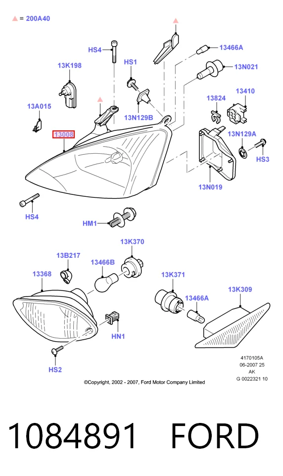 Faro derecho 1084891 FORD