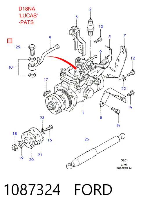 Soporte central del parachoques trasero 1087324 FORD