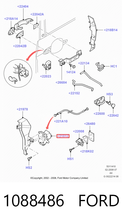 Cerradura de puerta para Ford Mondeo III B4Y