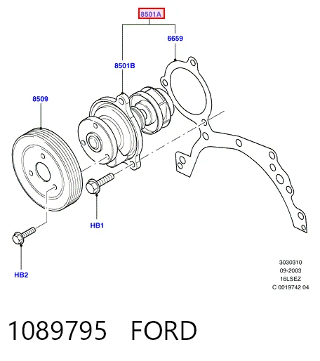 1089795 Ford Bomba refrigerante coche
