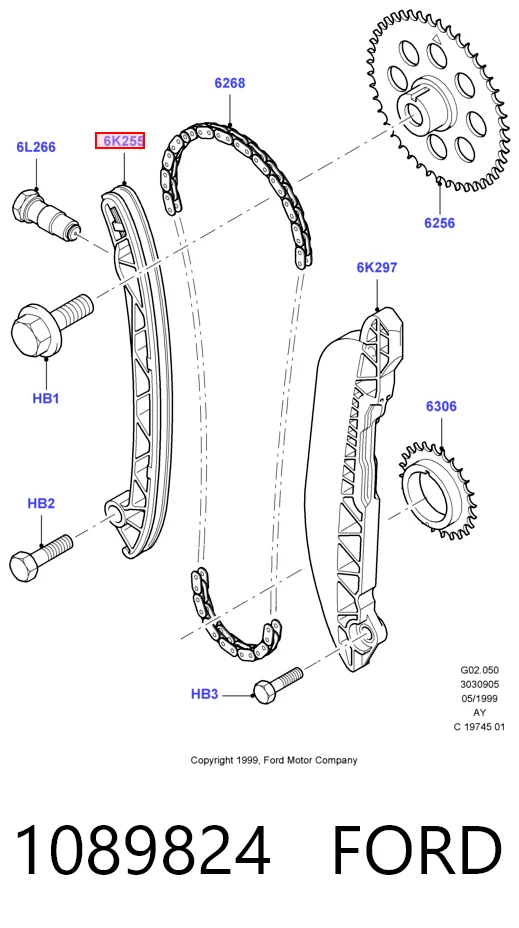  Guía derecha de cadena de distribución Ford Fiesta 