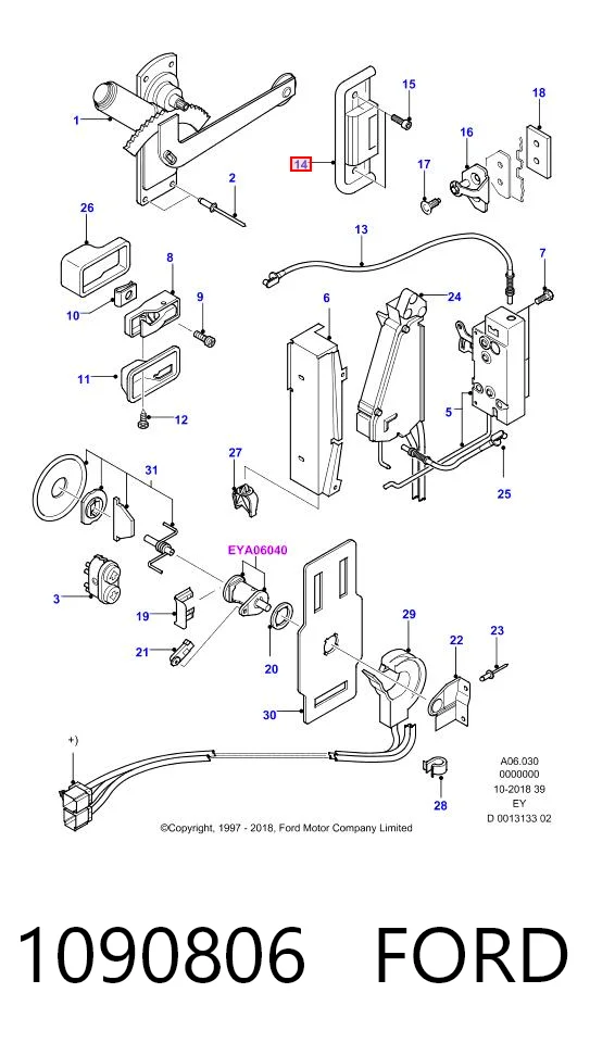 1090806 Ford Manija exterior derecha de puerta delantera