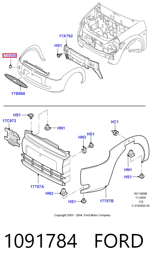 Cobertura de parachoques, enganche de remolque, delantera  Ford Ka  (1996-2008)