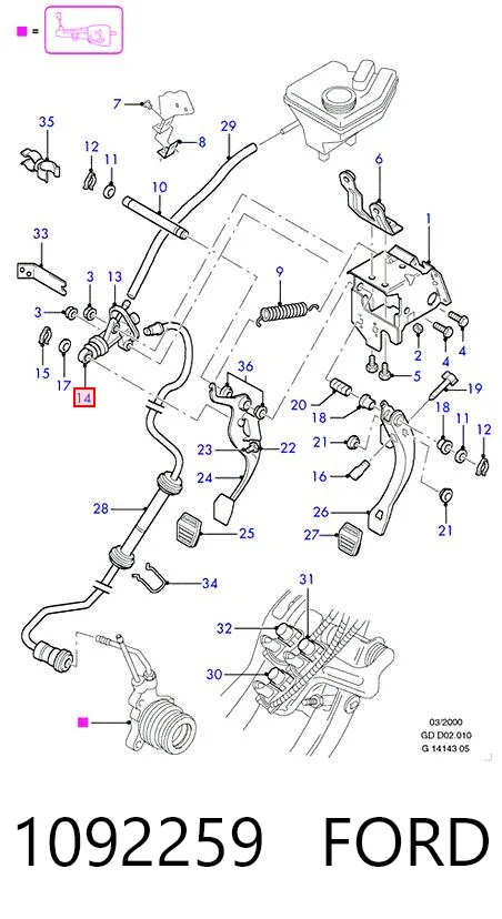 1092259 Ford Cilindro maestro de clutch