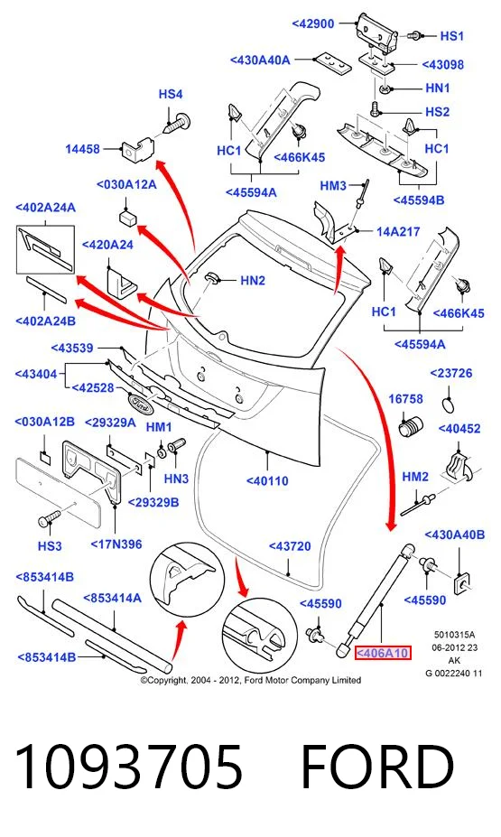 1093705 Ford Amortiguador de porton