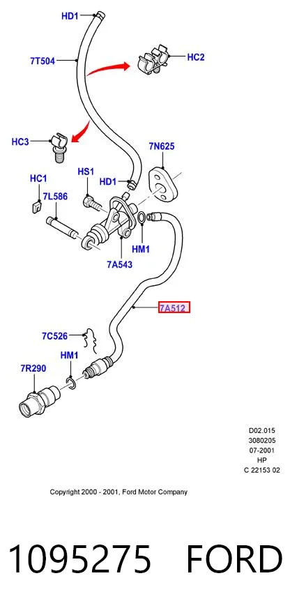 1095275 Ford Tubo flexible de embrague