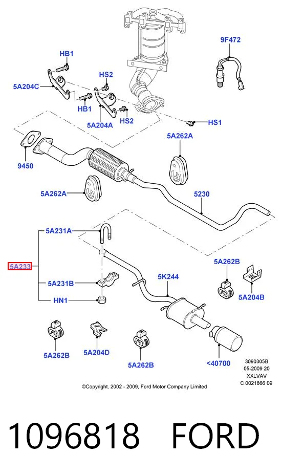 1096818 Ford Abrazadera de silenciador trasera