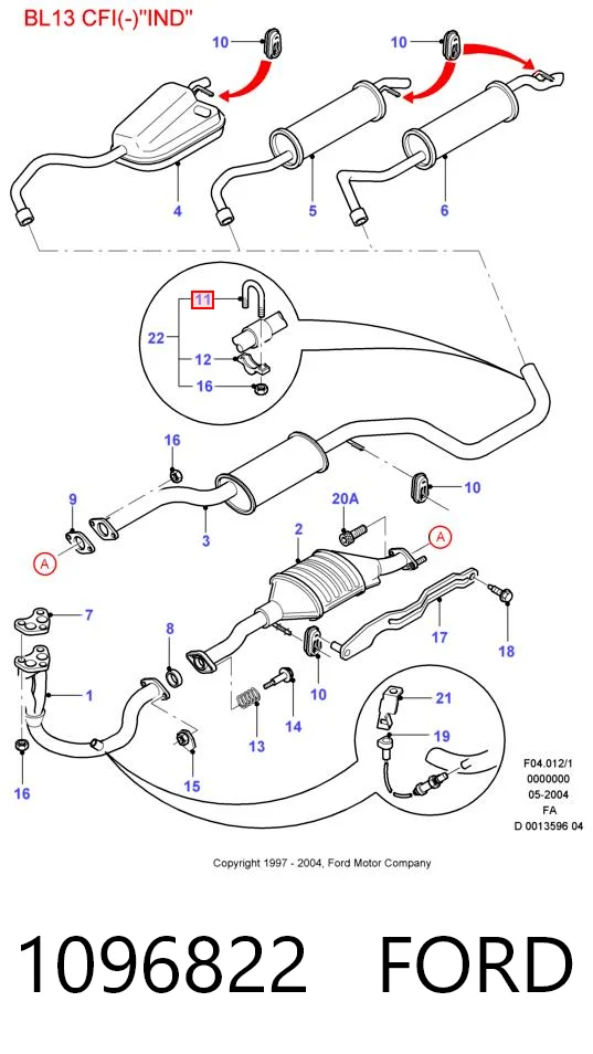 1096822 Ford Abrazadera delantera del silenciador