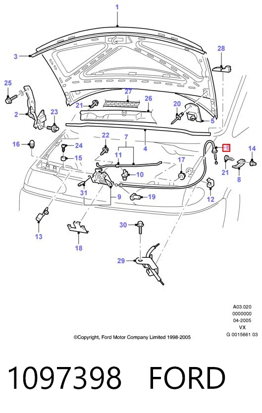 Comprar Cable de apertura del capó Ford Galaxy  WGR a bajo precio