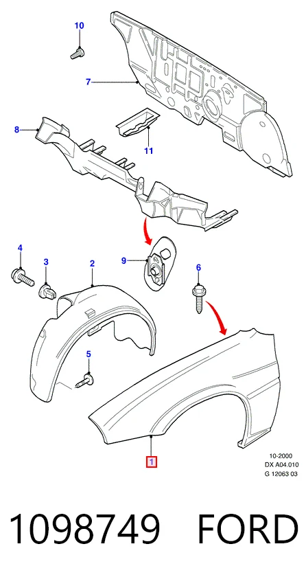 Aleta delantera izquierda para Ford Fiesta COURIER J5S, J3S