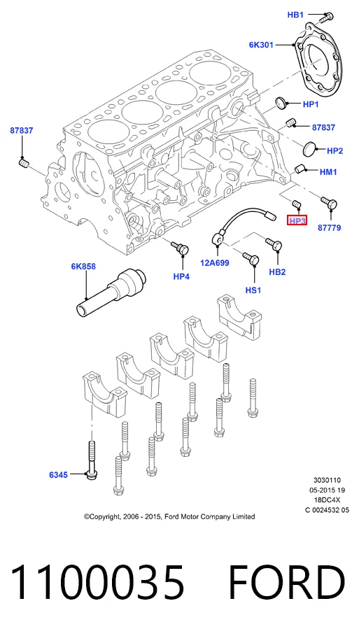 Tapa de bloque motor para Ford Connect TOURNEO PU2