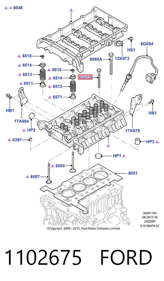 1102675 Ford Pernos de culata