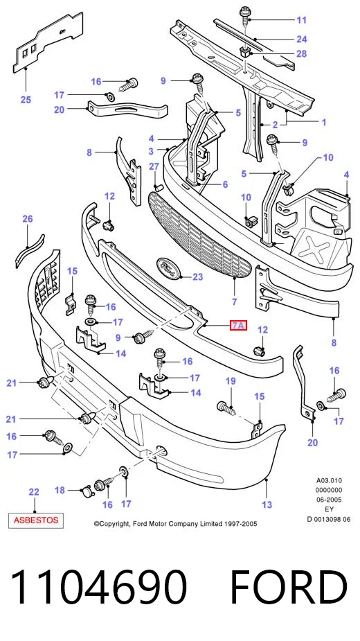 Rejilla de radiador 1104690 FORD