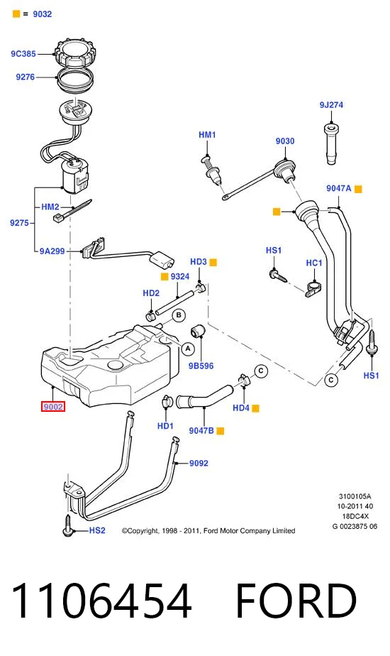 Depósito de combustible 1106454 FORD