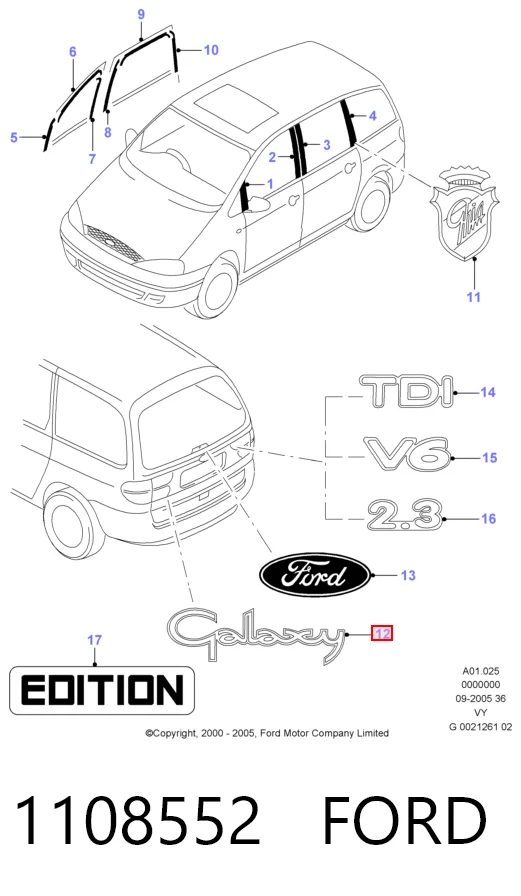 Comprar Emblema de tapa de maletero Ford Galaxy  WGR a bajo precio