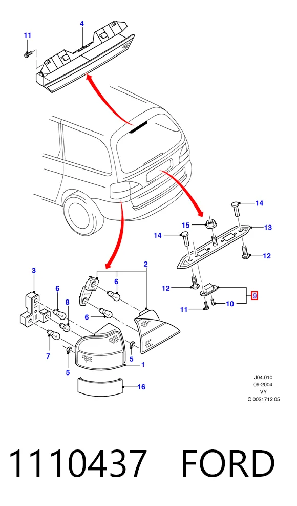Luz matricula para Ford Galaxy WGR
