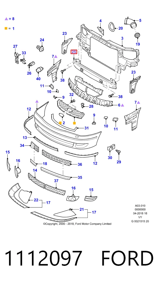 Refuerzo parachoque delantero para Ford Galaxy I VY WGR