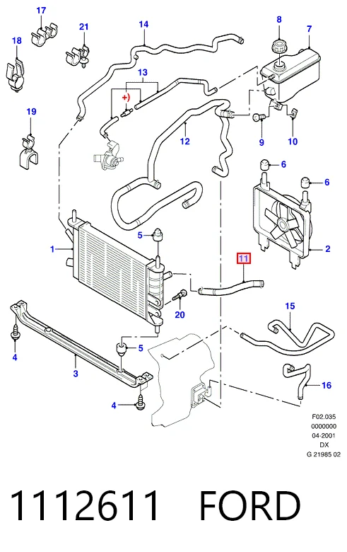 1112611 Ford Manguera superior del radiador