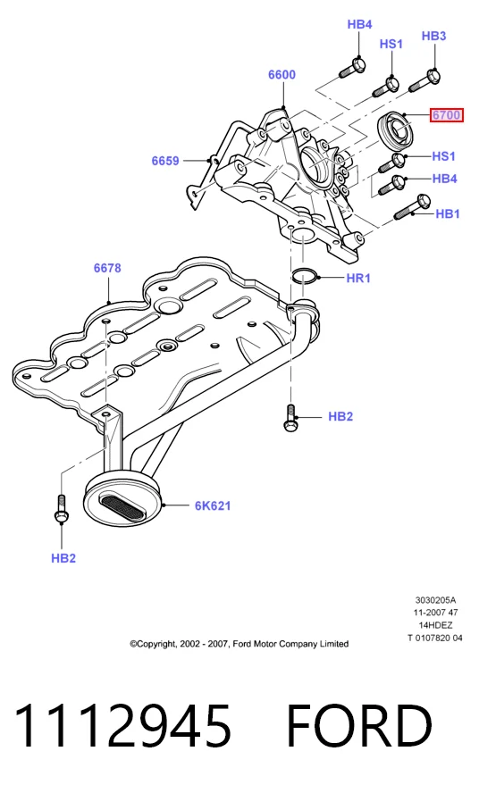 1112945 Ford Retén del cigüeñal frontal