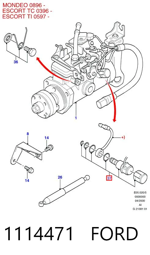 1114471 Ford Válvula de corte de combustible de la bomba de inyección