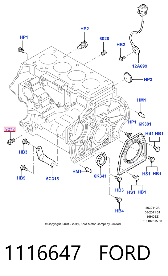 Sensor de presión de aceite 1116647 FORD