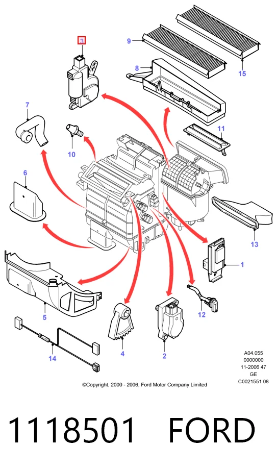 Actuador de compuerta de la calefacción para Ford Fiesta Mk5 JH, JD