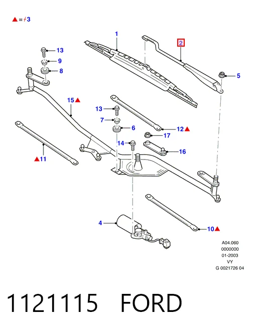 Brazo del limpiaparabrisas lavado de parabrisas Ford Galaxy  (2000-2006)