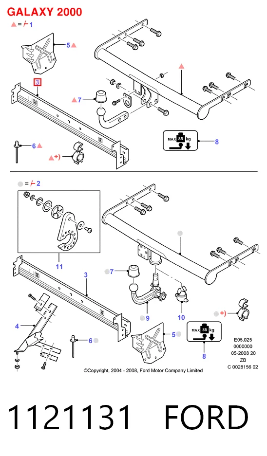 Refuerzo parachoques trasero para Ford Galaxy WGR