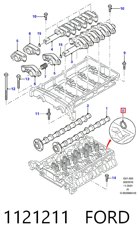 Anillo impermeable, árbol de levas Ford Mondeo III (B4Y)
