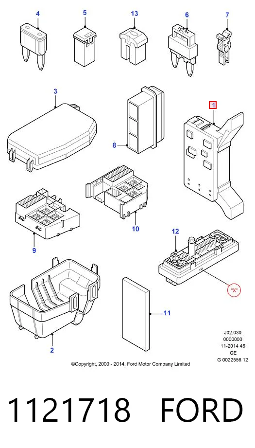 1121718 Ford Caja de fusibles trasera interior