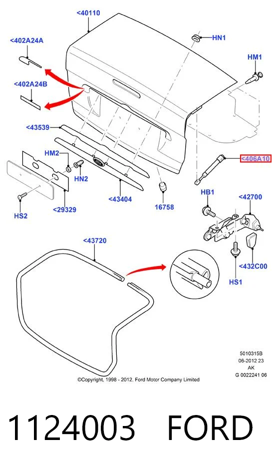 1124003 Ford Amortiguador de porton