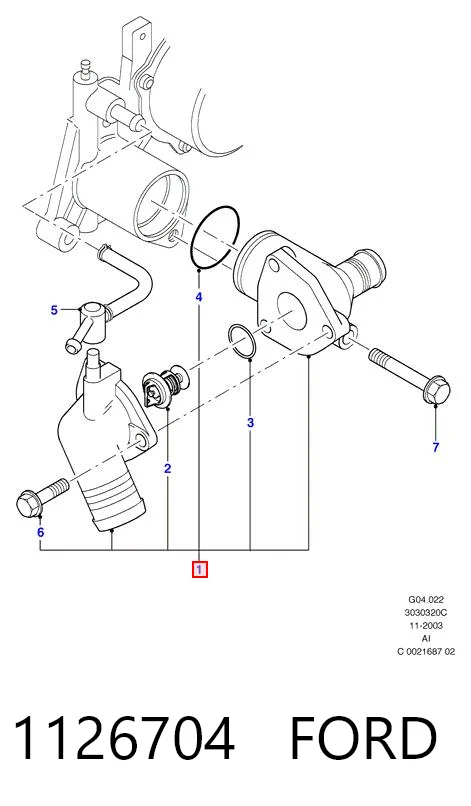 Carcasa del termostato 1126704 FORD