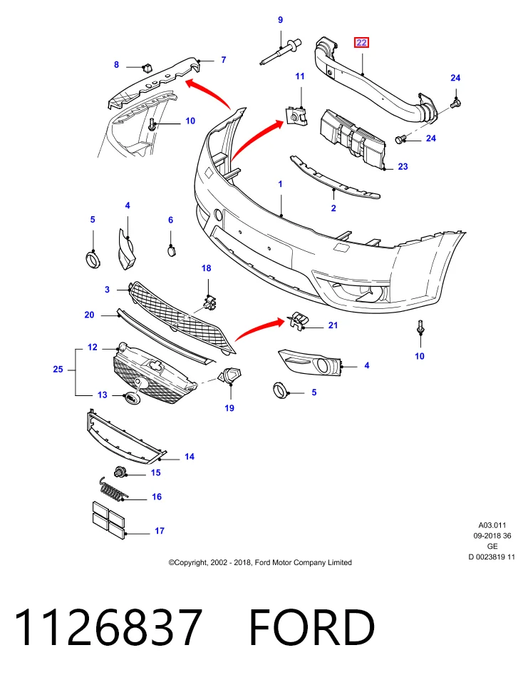  Refuerzo parachoque delantero Ford Mondeo 3