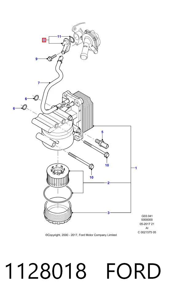 1128018 Ford Termostato del sistema de lubricación del motor